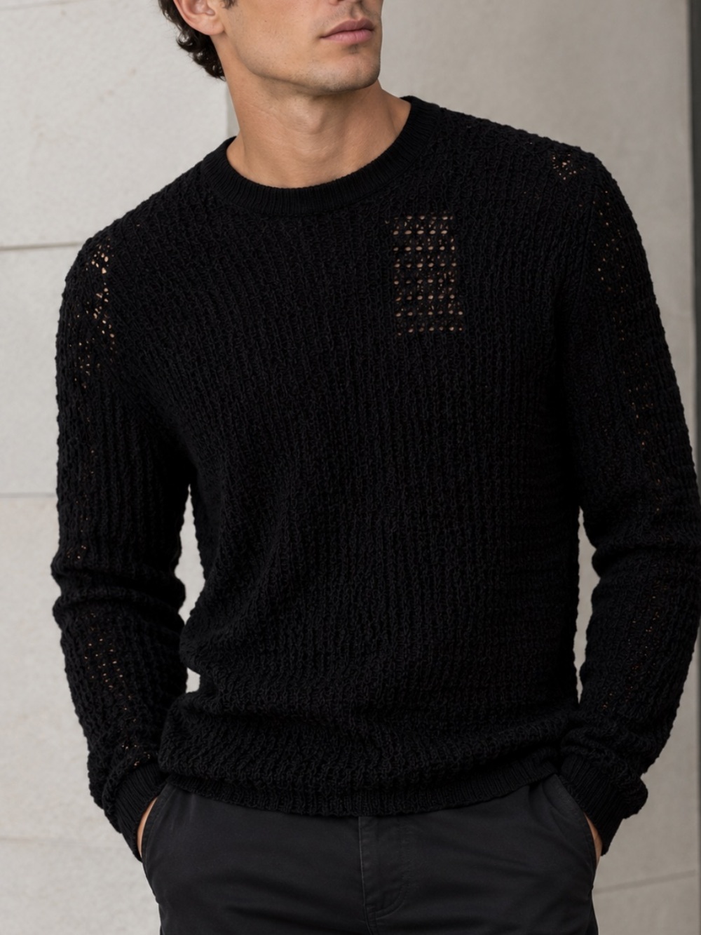 Perry Ellis Men's Black Lightweight Knit Sweater